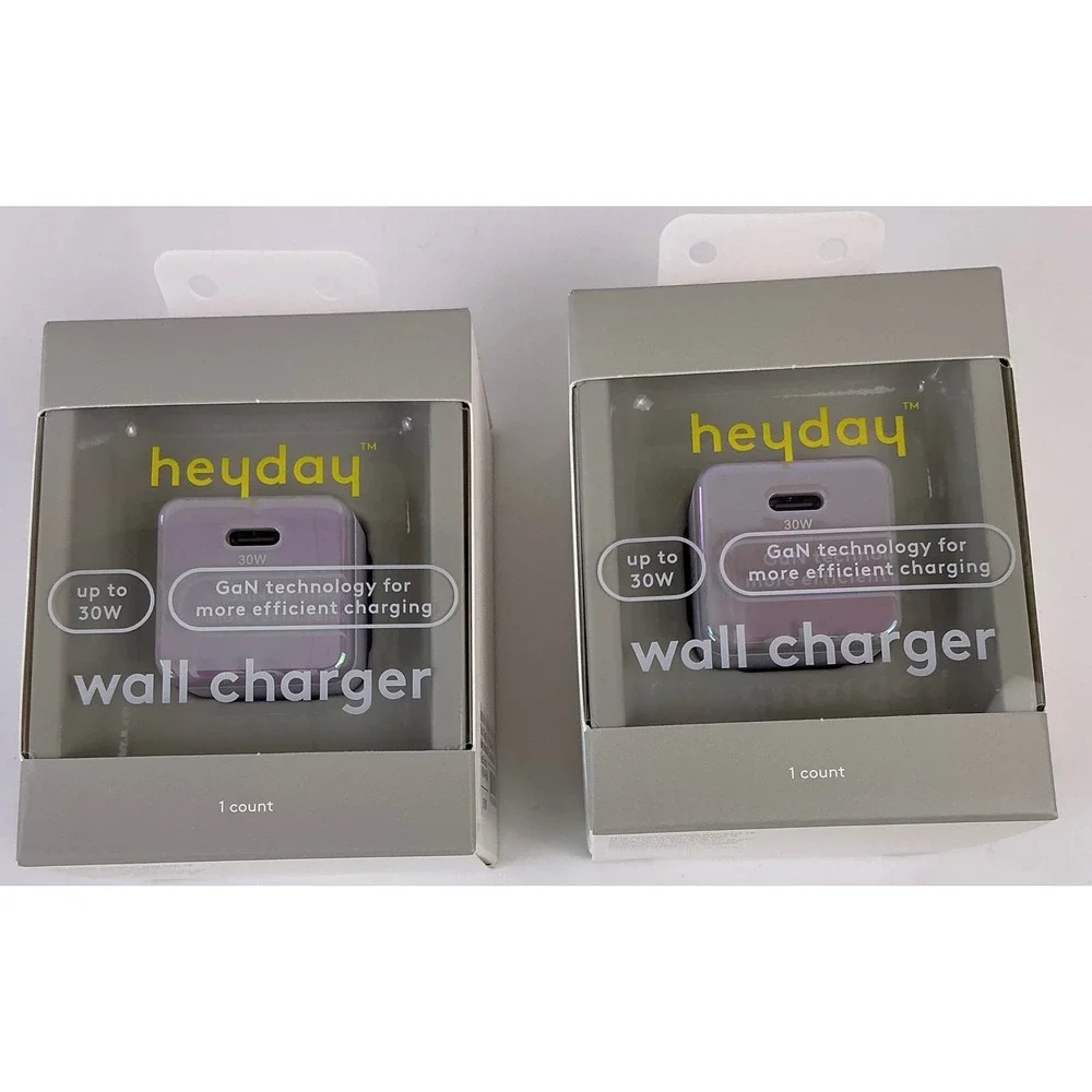 Set of 2 Heyday Soft Purple 30W GaN Wall‎ Charger Fast Charging USB C